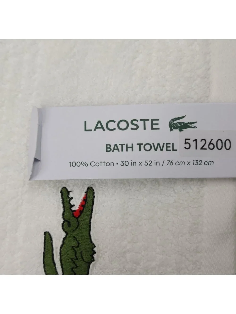 Lacoste White Bath Towel 30